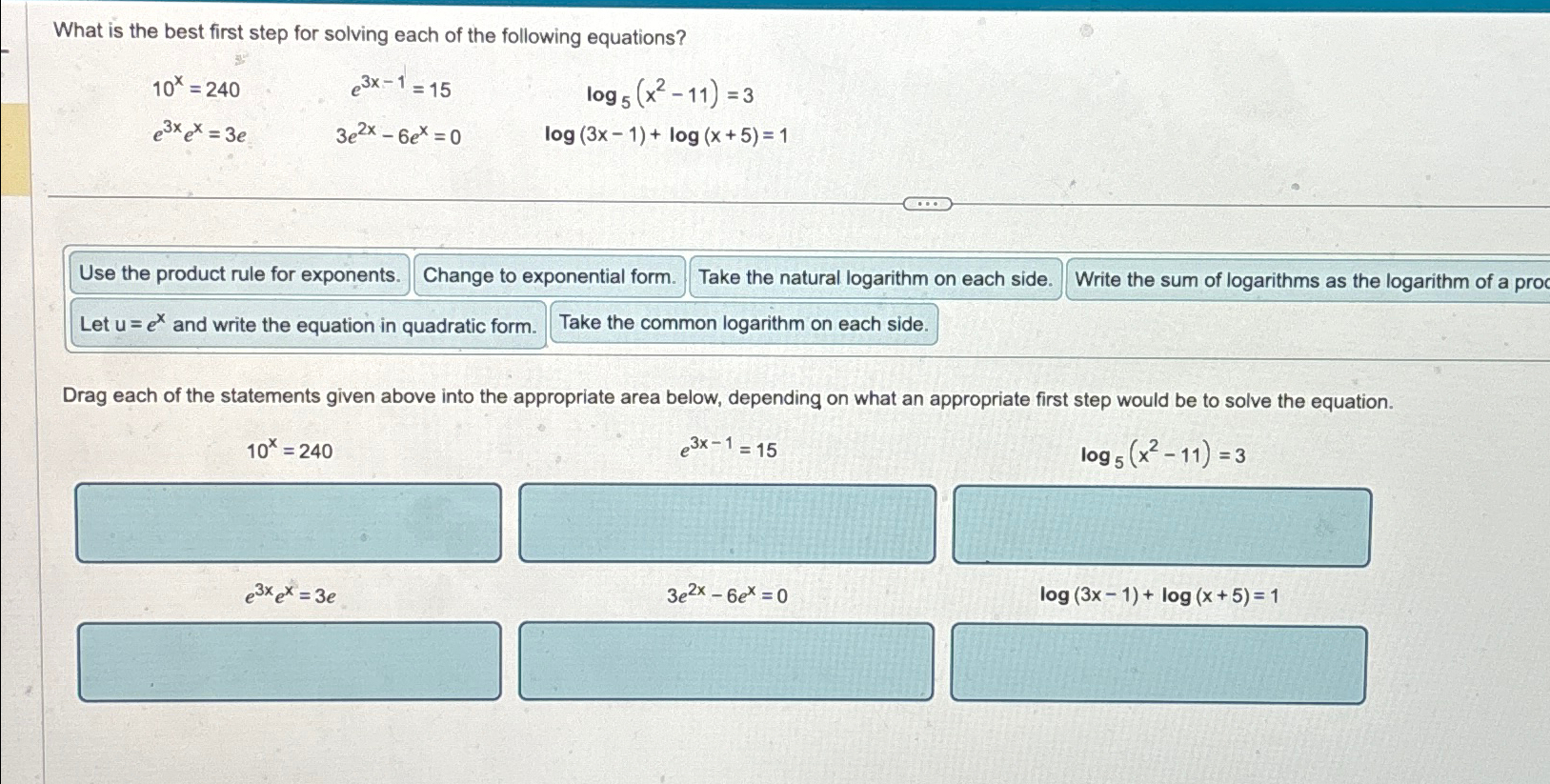 Solved What is the best first step for solving each of the | Chegg.com