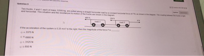 Solved Question Two Trucks X And Y Each Of Mass Kg Chegg Com