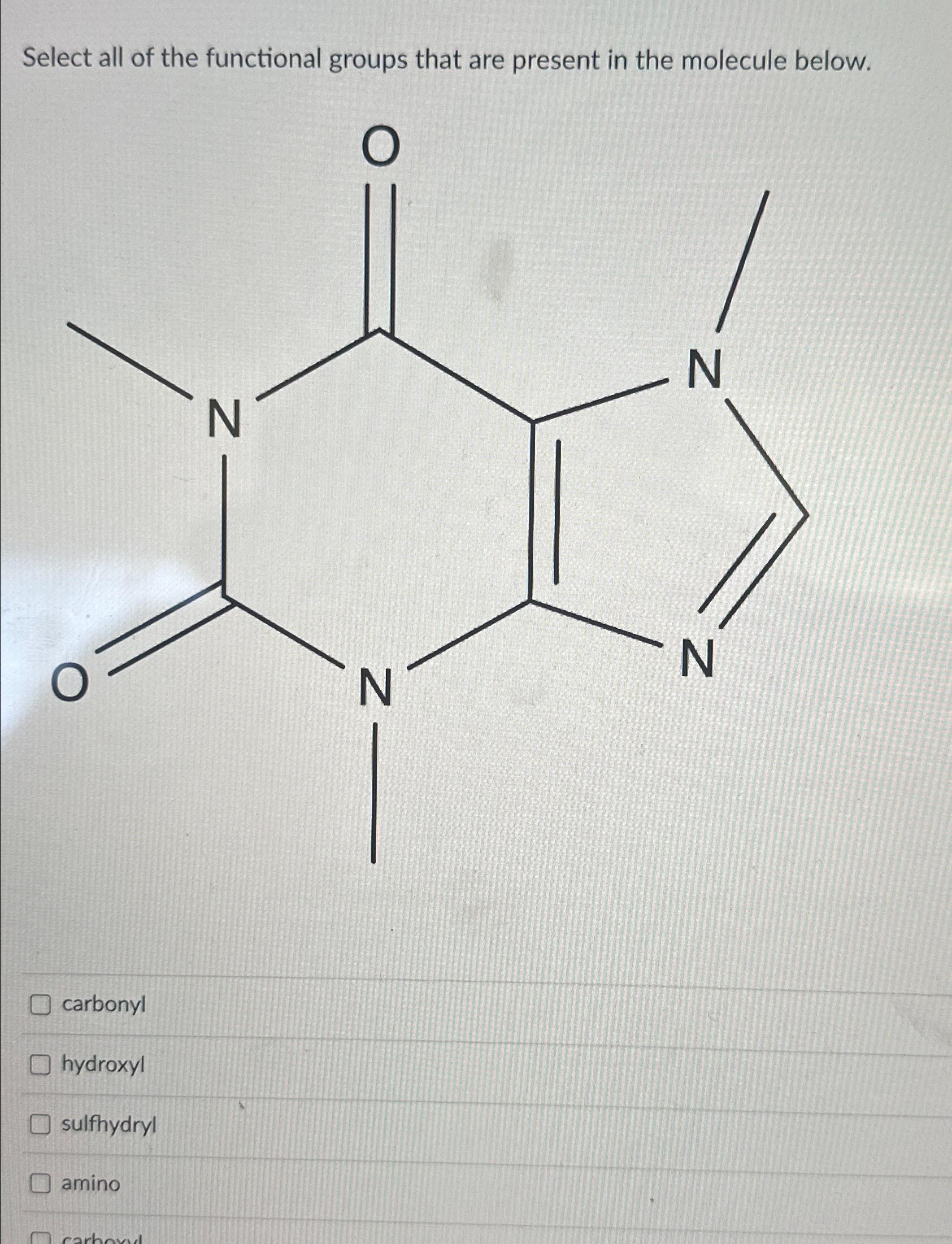 Solved Select all of the functional groups that are present | Chegg.com