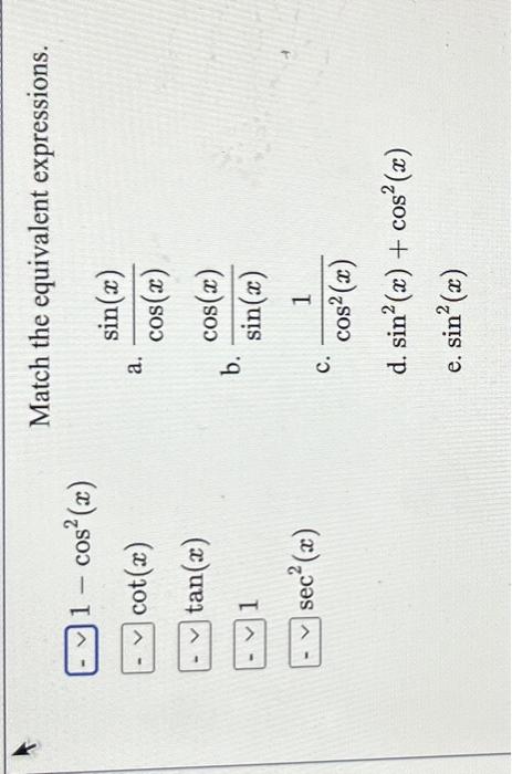 Solved Match The Equivalent Expressions 1977