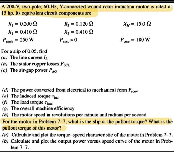 Solved (d) The Power Converted From Electrical To Mechanical | Chegg.com