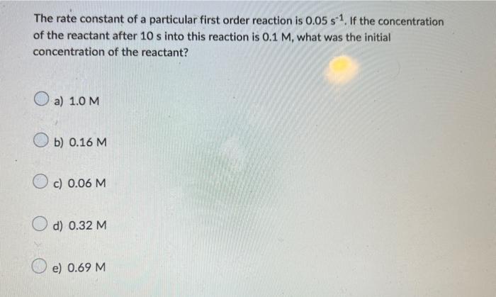 Solved The rate constant of a particular first order | Chegg.com