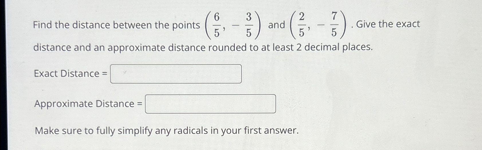 Solved Find the distance between the points (65,-35) ﻿and | Chegg.com