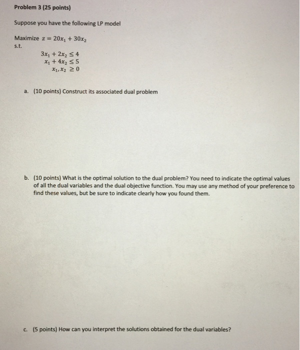 Solved Problem 3 (25 points) Suppose you have the following | Chegg.com