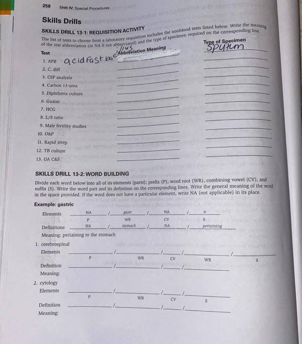 Solved 258 Unit Iv Special Procedures E The Meaning Ose Chegg Com