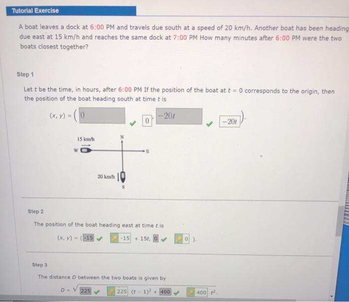 Solved Tutorial Exercise A boat leaves a dock at 600 PM and
