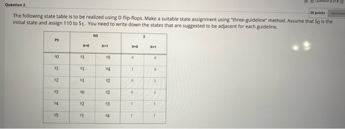 Solved Question 2 25 points Save and The following state | Chegg.com