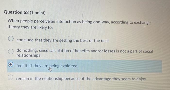 Solved Question 63 (1 point) When people perceive an | Chegg.com