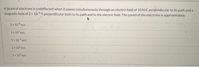 Solved A beam of electrons is undeflected when it passes | Chegg.com