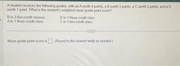 Solved A student receives the following grades, with an A | Chegg.com