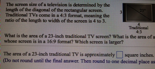 Solved: The Screen Size Of A Television Is Determined By T... | Chegg.com
