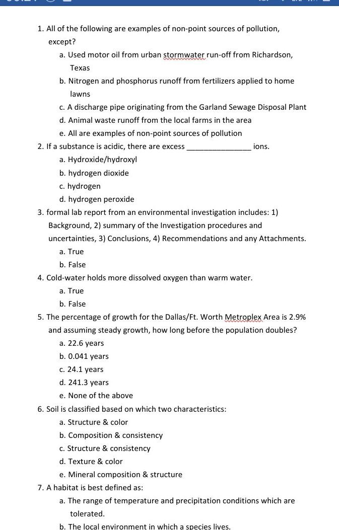 Solved 1. All of the following are examples of non-point | Chegg.com