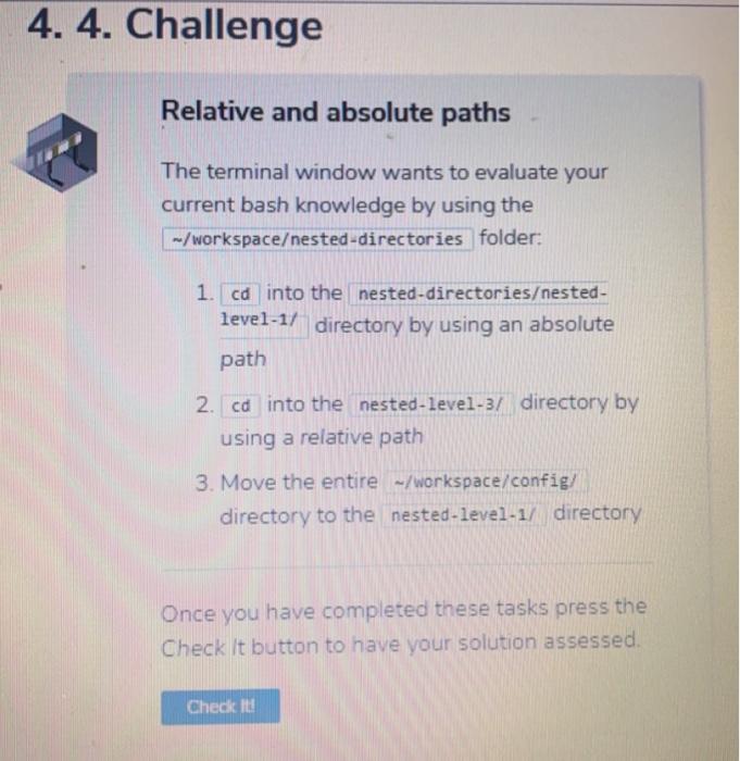 Solved 4. 4. Challenge Relative and absolute paths The Chegg