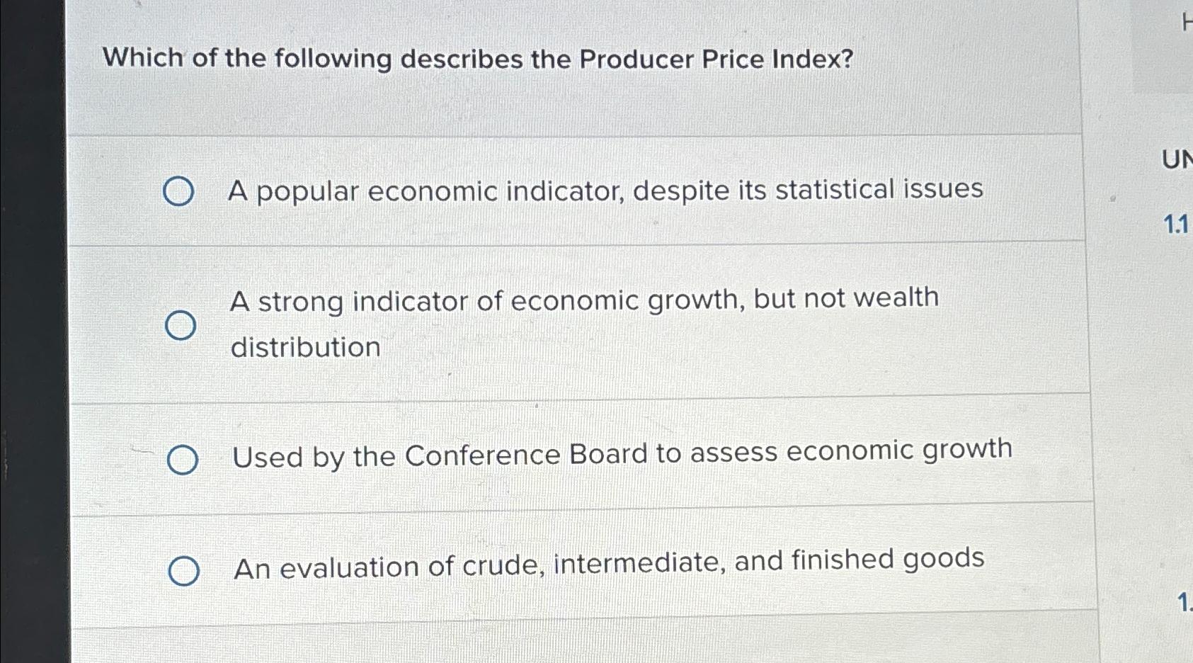 Solved Which of the following describes the Producer Price | Chegg.com