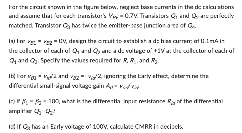 Solved For The Circuit Shown In The Figure Below, Neglect | Chegg.com