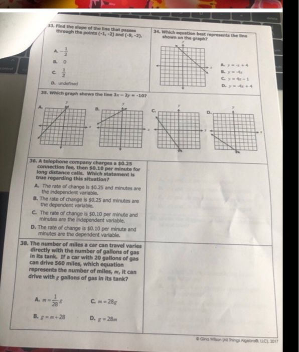 Solved 33. Find the slope of the line that passes through | Chegg.com