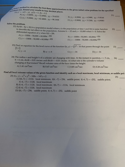 Solved method to calculate the first three approximations to | Chegg.com