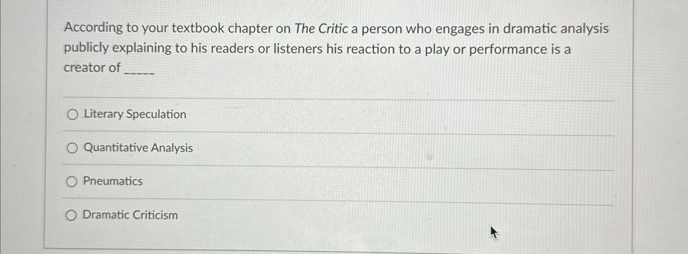 According to your textbook chapter on The Critic a | Chegg.com