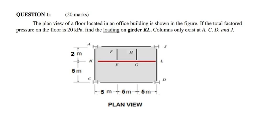 Solved QUESTION 1: (20 marks) The plan view of a floor | Chegg.com