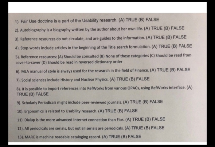 Solved 1). Fair Use doctrine is a part of the Usability | Chegg.com