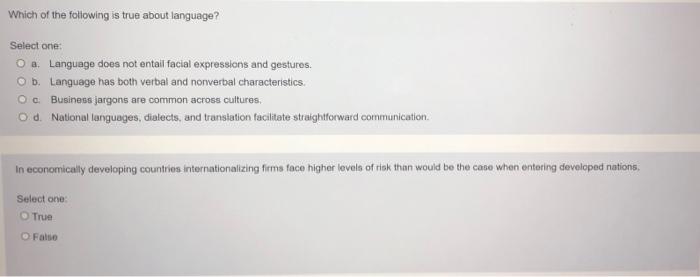 Solved Which of the following is true about language? Select | Chegg.com