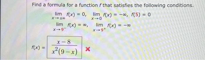 Solved Find a formula for a function f that satisfies the | Chegg.com