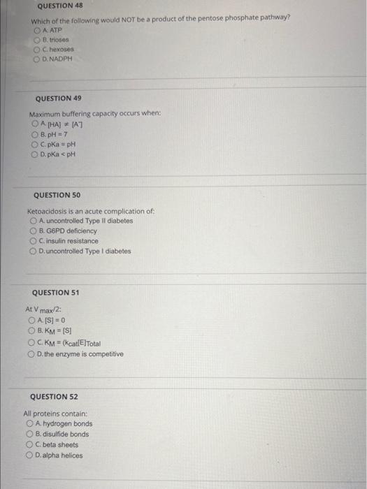 Solved Which of the following would NOT be a product of the | Chegg.com