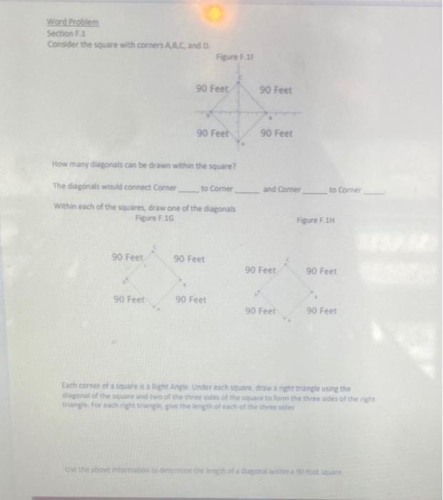 Solved Word Problem Sections Consider the square with | Chegg.com