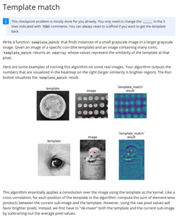 Template match This checkpoint problem is mostly done | Chegg.com