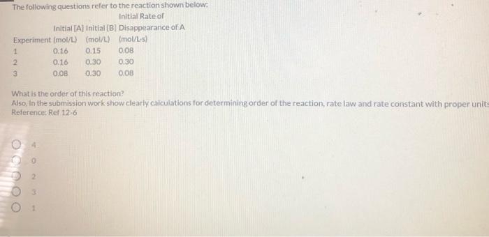 Solved The following questions refer to the reaction shown | Chegg.com