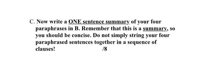 Solved (5 marks) B. Paraphrase the following sentences using