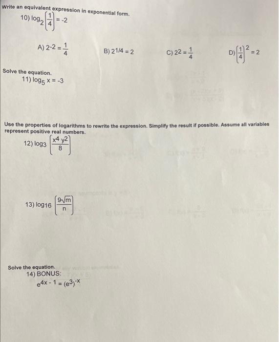 Solved Write an equivalent expression in exponential form. | Chegg.com