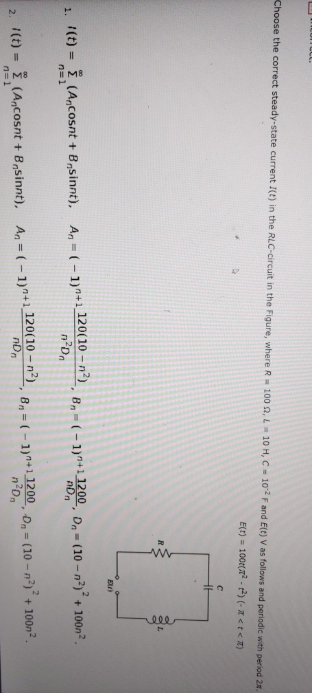 Solved Luncul Choose The Correct Steady State Current I Chegg Com