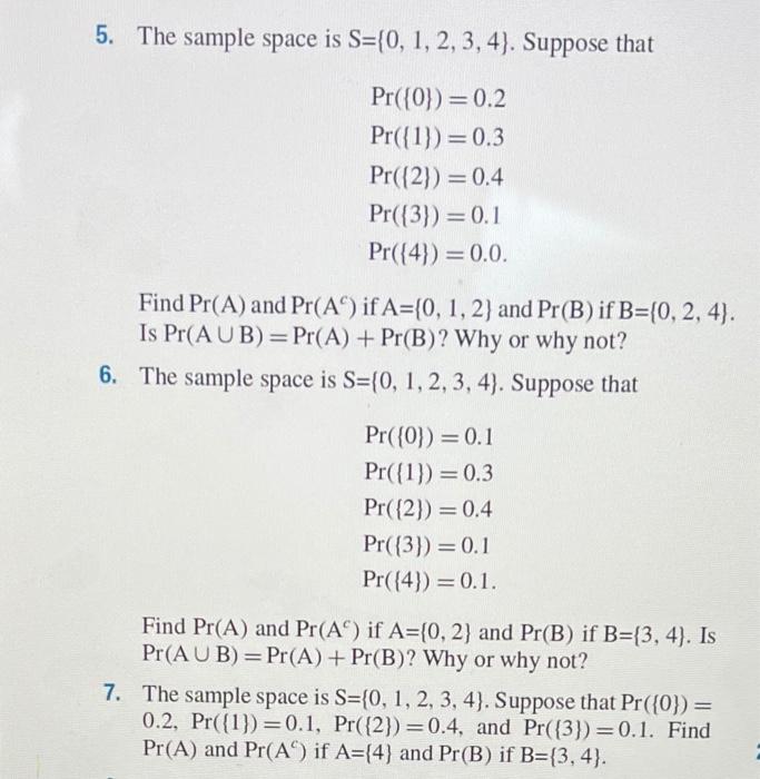Solved 5-8 . For the given sets and sample spaces, show that | Chegg.com