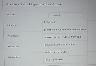 Solved Match the antimicrobial agent to its mode of | Chegg.com