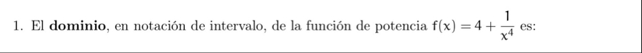 Solved El dominio, en notación de intervalo, de la función | Chegg.com