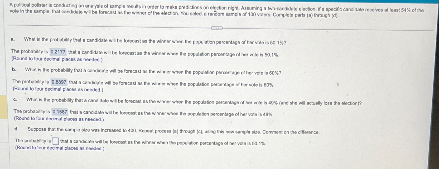 Solved A Political Pollster Is Conducting An Analysis Of | Chegg.com