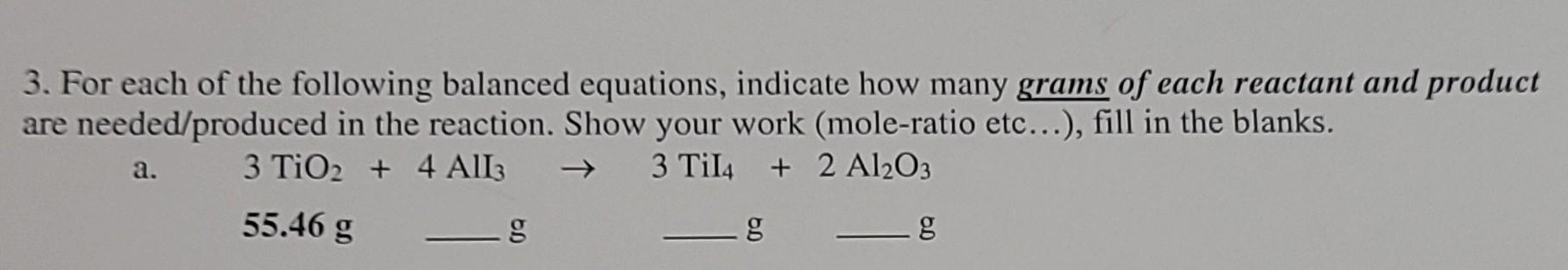 Solved 3. For Each Of The Following Balanced Equations, | Chegg.com