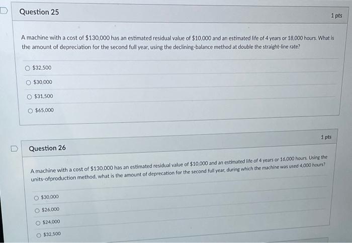 Solved A machine with a cost of $130,000 has an estimated | Chegg.com