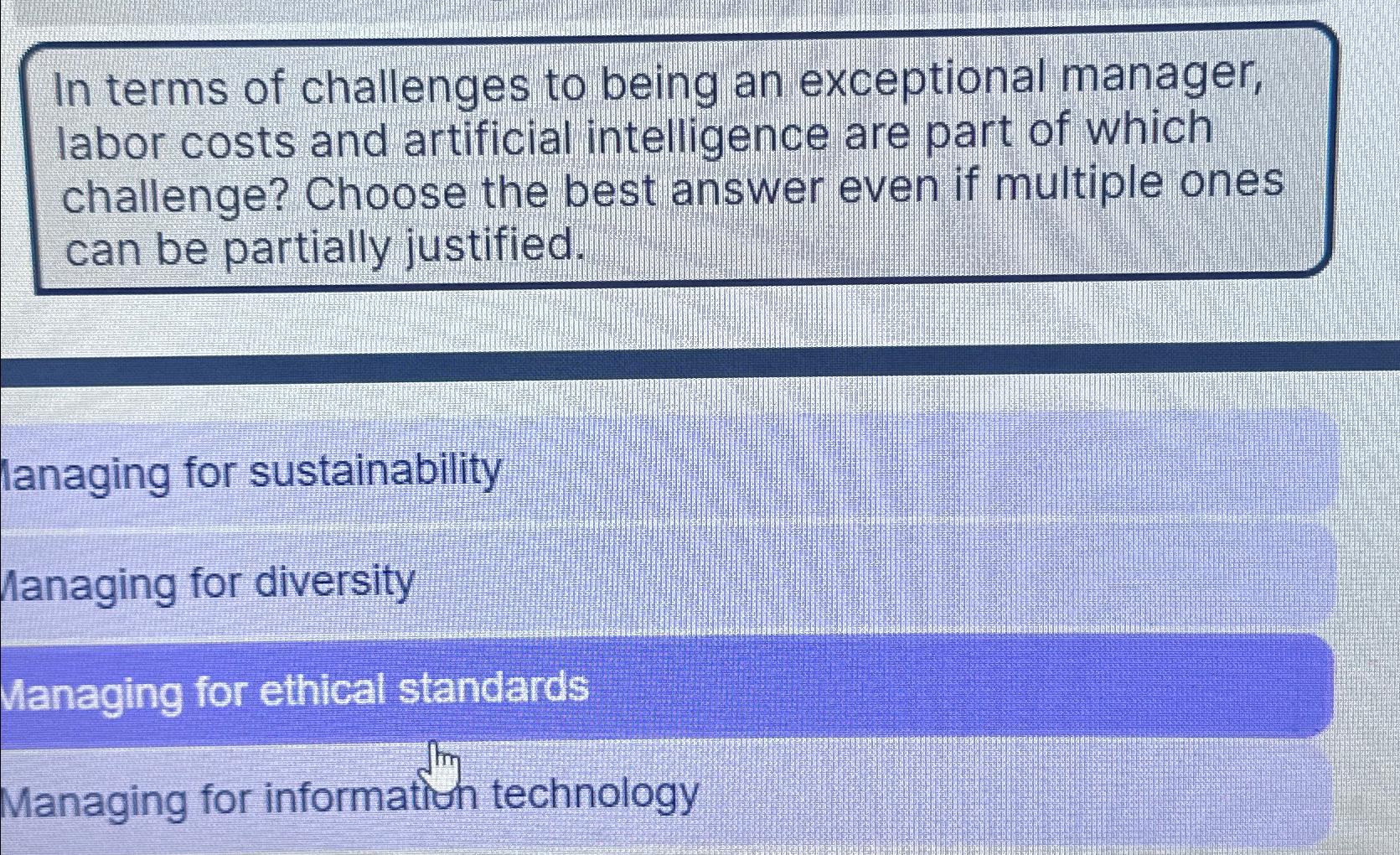 Solved In terms of challenges to being an exceptional | Chegg.com