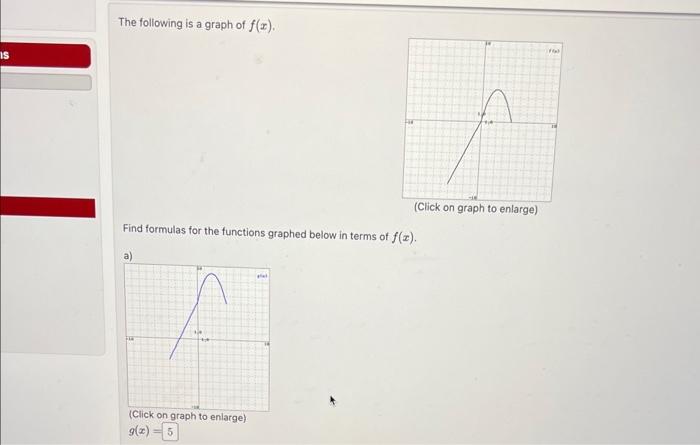 The following is a graph of f(x). Find formulas for | Chegg.com