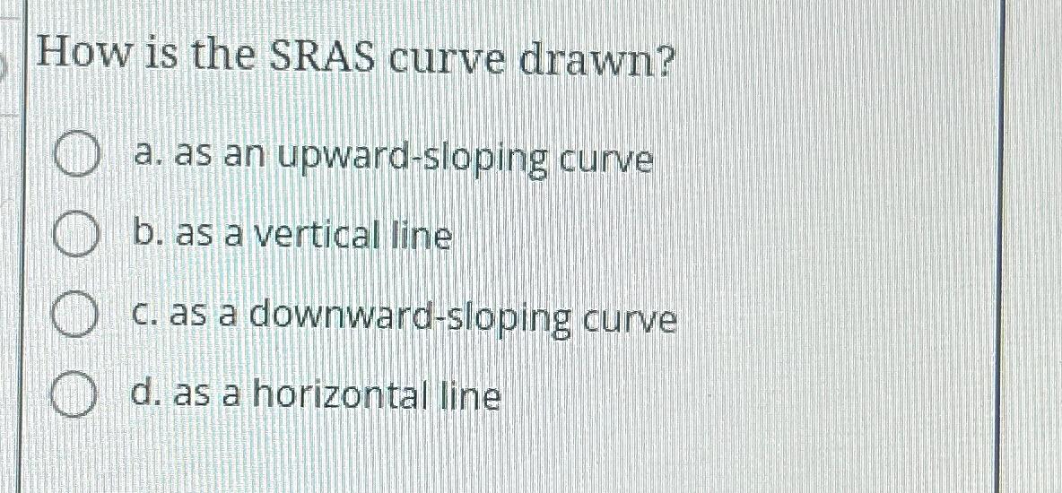 Solved How is the SRAS curve drawn?a. ﻿as an upward-sloping | Chegg.com