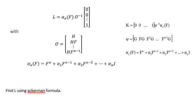 L Ae F 0 1 0 K 0 0 Lya F With H Hf Chegg Com