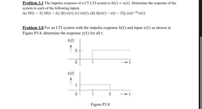 Solved Problem 3.1 The impulse response of a CT LTI system | Chegg.com