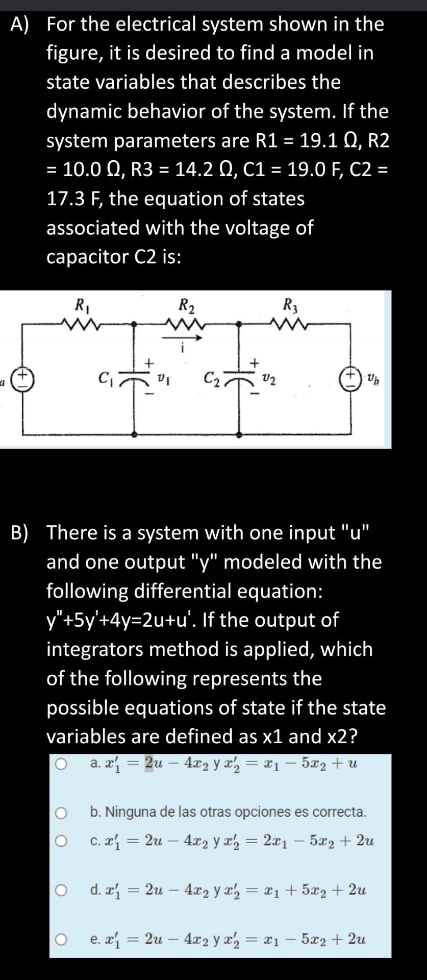 Solved A) For the electrical system shown in the figure, it | Chegg.com