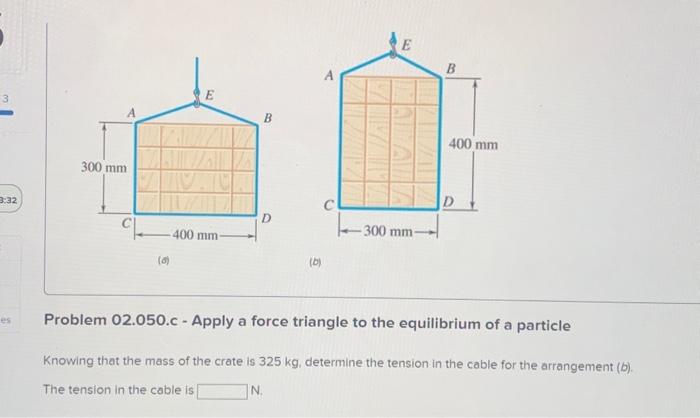 Problem 02.050.c - Apply a force triangle to the | Chegg.com