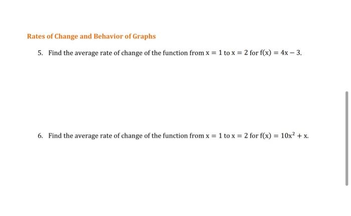 Solved Rates Of Change And Behavior Of Graphs 5. Find The | Chegg.com