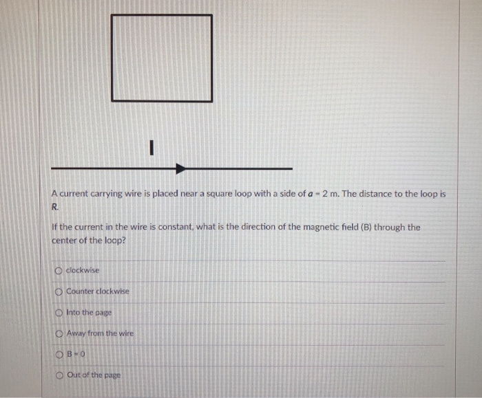 Solved 1 A current carrying wire is placed near a square | Chegg.com
