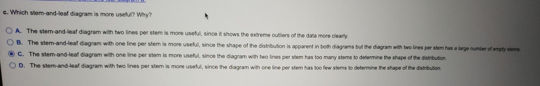 Solved c. Which stem-and-leaf diagram is more useful? Why? | Chegg.com