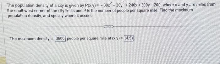 Solved The population density of a city is given by | Chegg.com